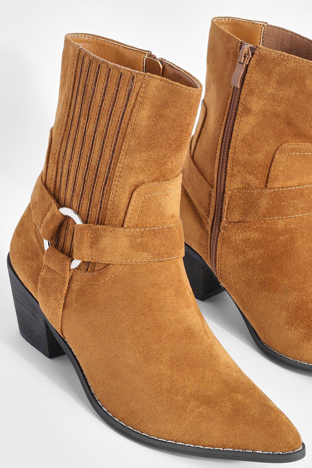 Tan western clearance ankle boots